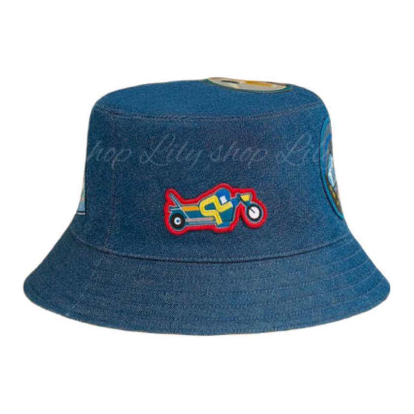 

HERMES Хлопковая шляпа-ведро мужская синяя, Blue