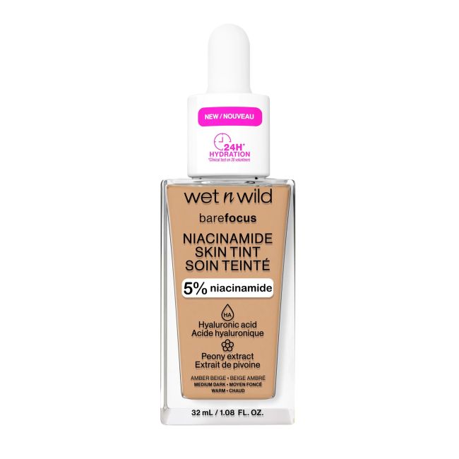 

Тональная основа Bare Focus с ниацинамидом Wet n wild, цвет amber beige, 32 мл