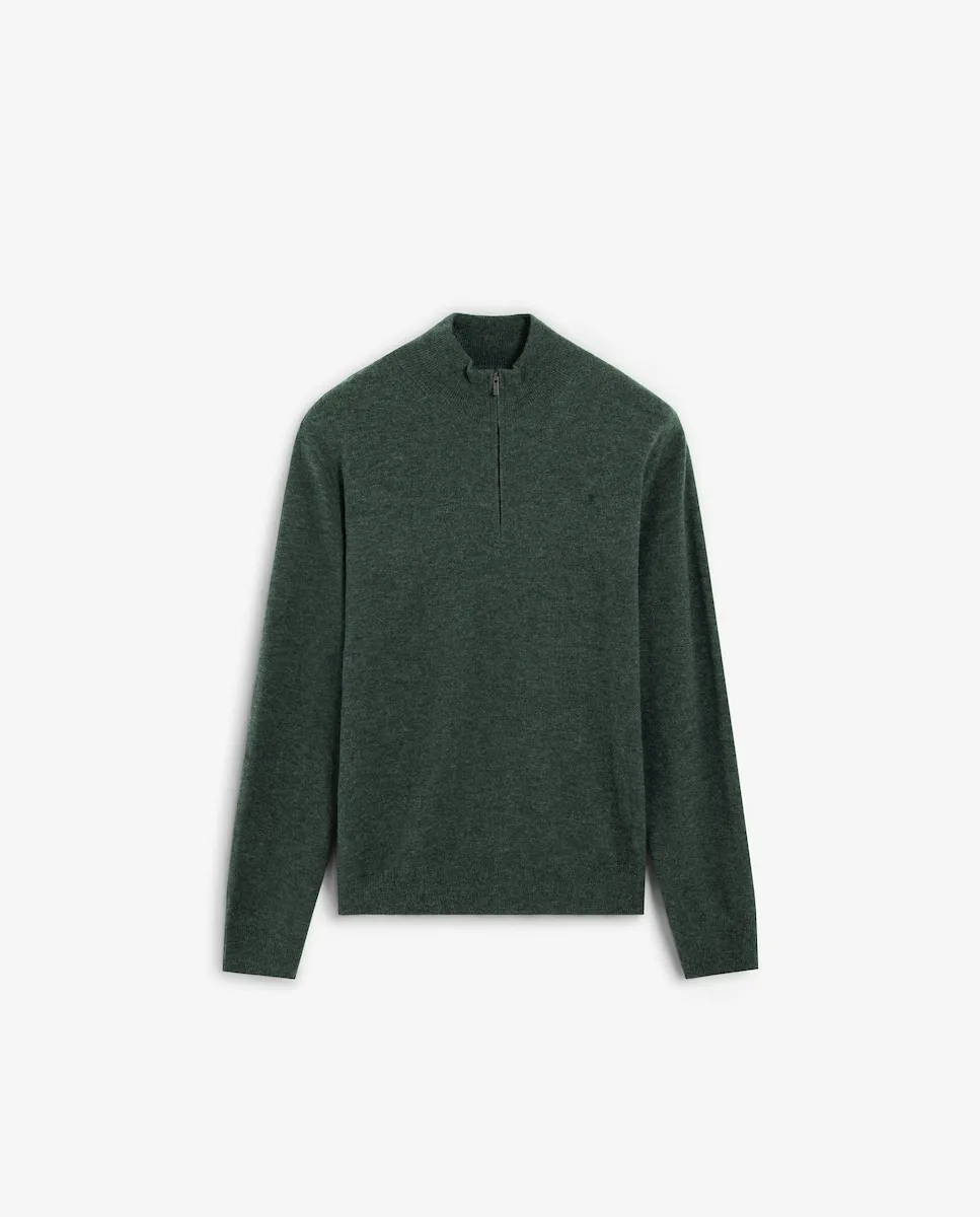 

Мужской шерстяной свитер с воротником на молнии до половины Scalpers, зеленый