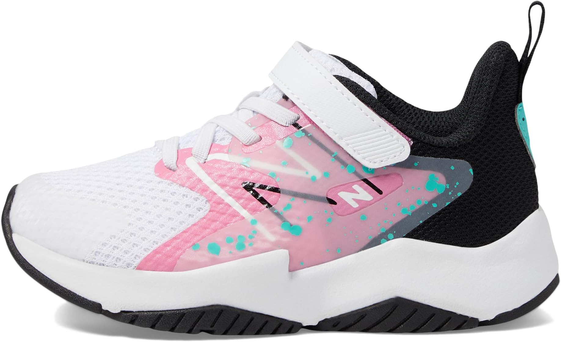 Кроссовки New Balance Kids Rave Run v2 Bungee Lace with Hook-and-Loop Top Strap, цвет White/Real Pink — фото 4