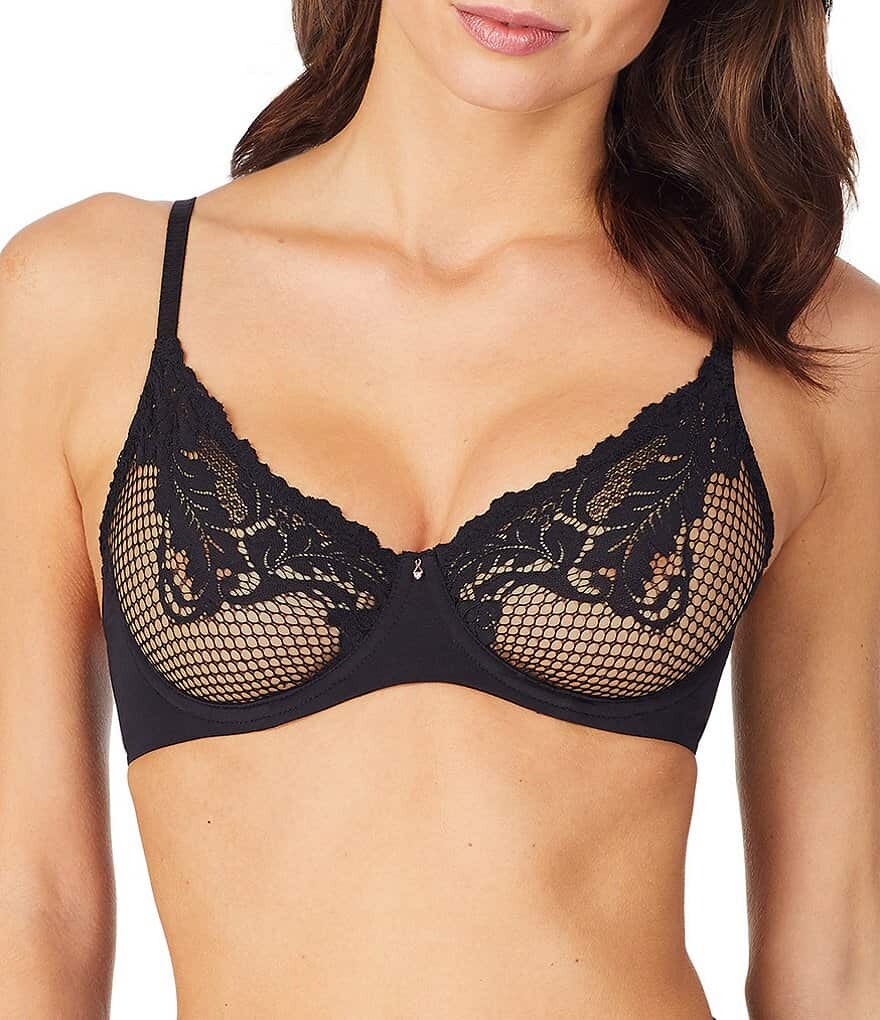 

Le Mystere Кружевной бюстгальтер без подкладки с овальным вырезом и регулируемым вырезом, черный