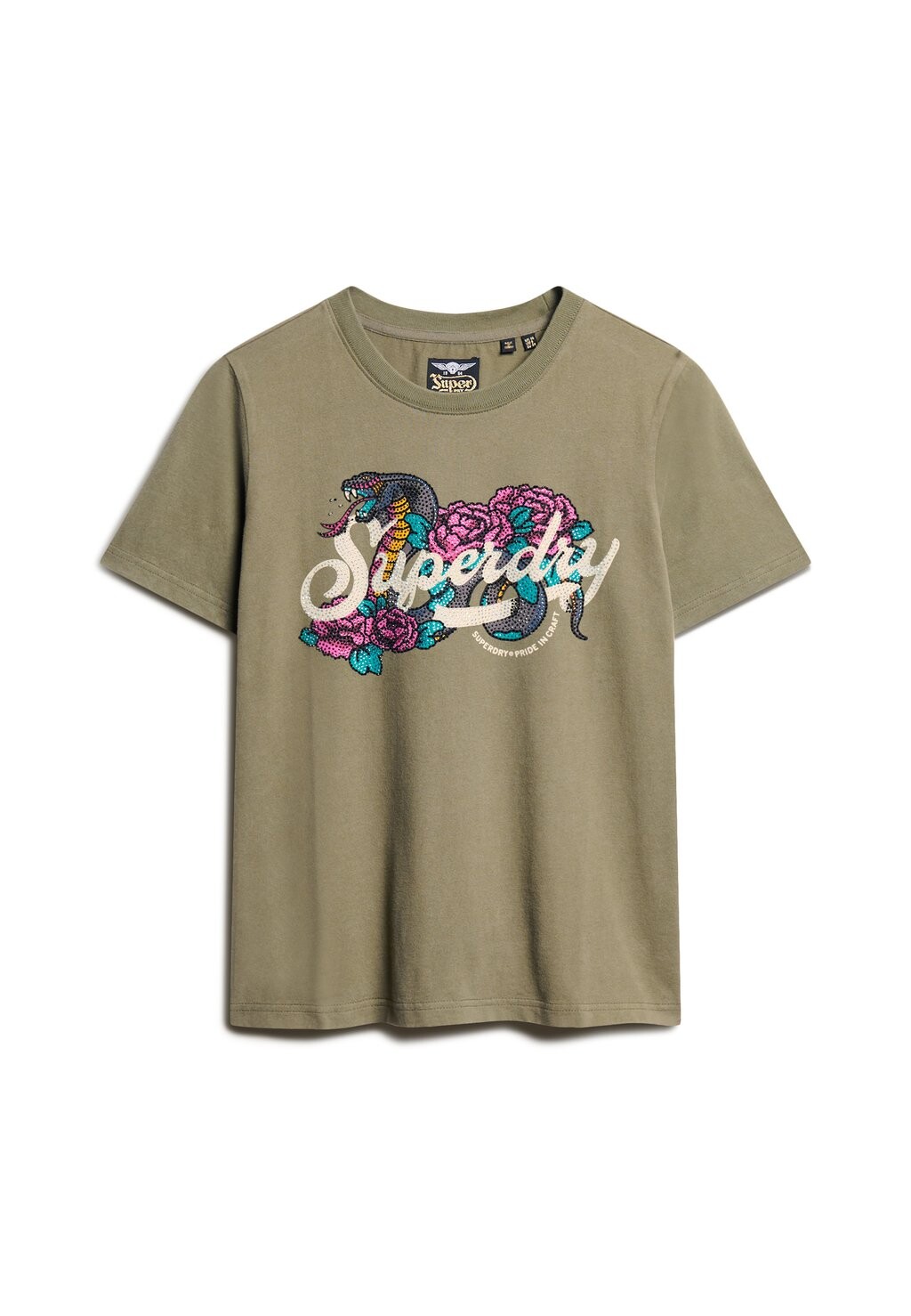 

Футболка с принтом TATTOO SCRIPT Superdry, зеленый