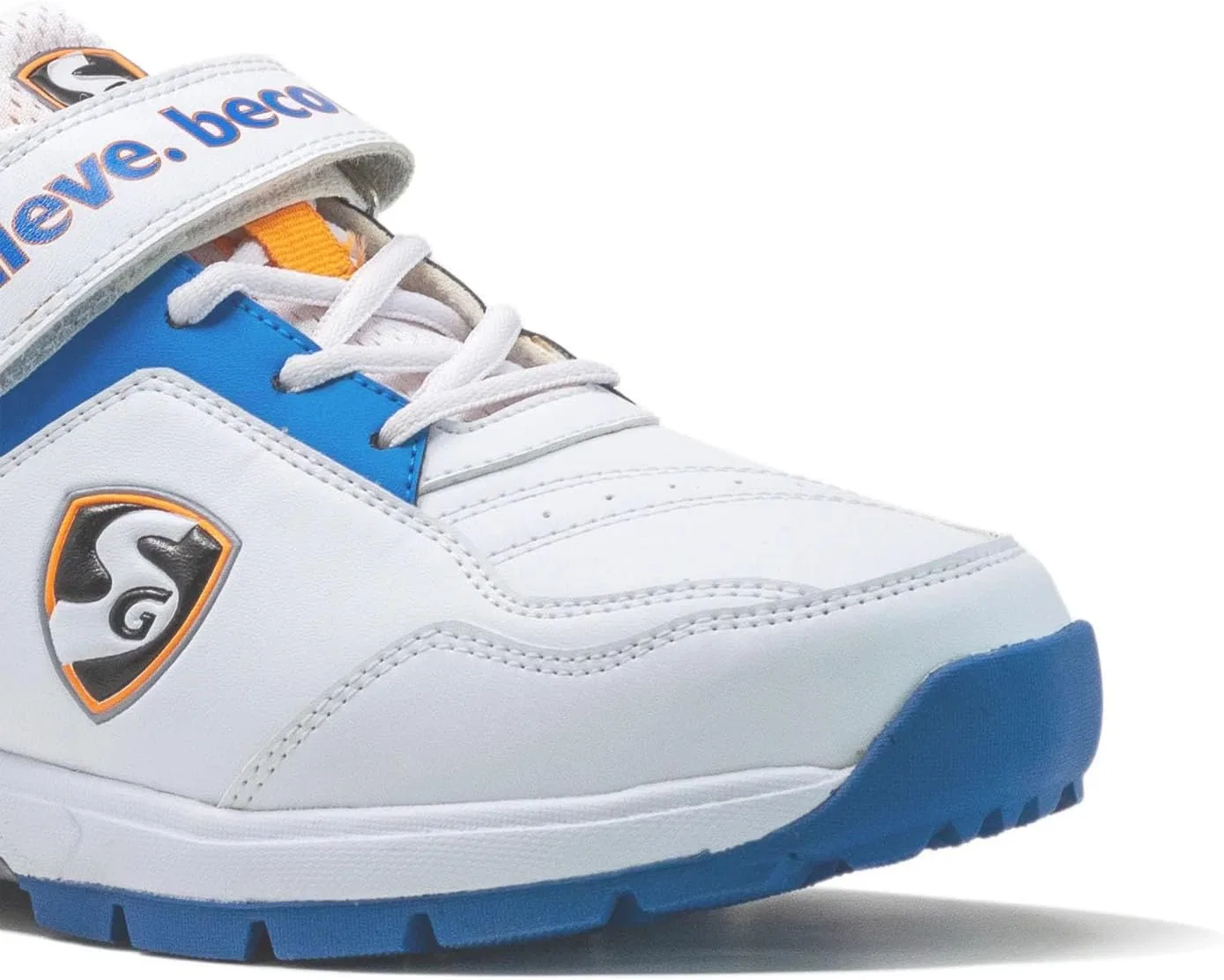 Резиновые крикетные кроссовки SG Century 6.0, White, Royal Blue, Orange — фото 3