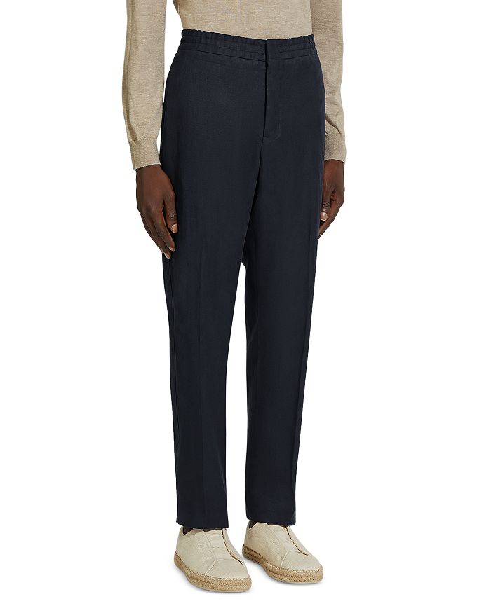 

Брюки из льна с эластичной резинкой на талии Regular Fit ZEGNA, синий