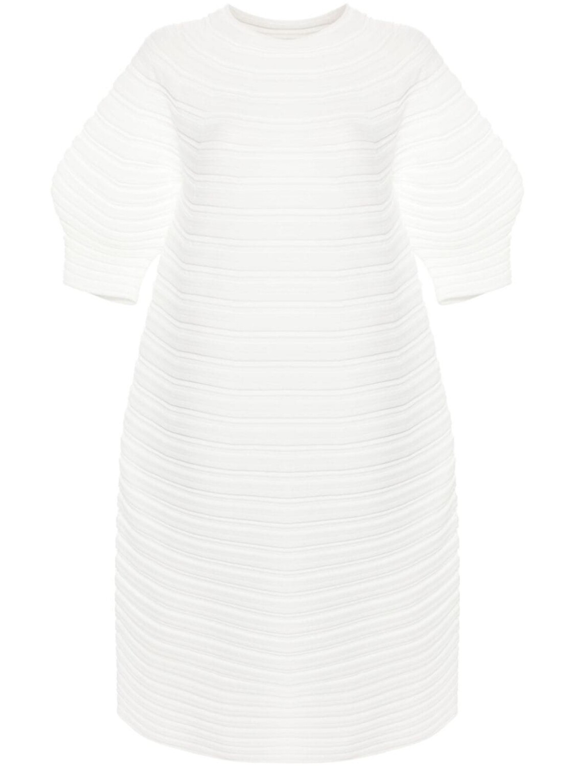 

Pleats Please Issey Miyake платье миди в рубчик, белый