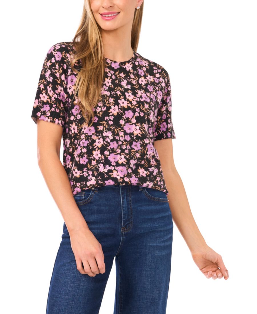 

Женский свитер с круглым вырезом и принтом CeCe, Black/purple