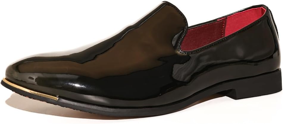 

Мужские лоферы Santimon на каблуке из лакированной кожи, элегантные и гладкие повседневные мокасины без шнурков для официального ношения и свадебных мероприятий, серый