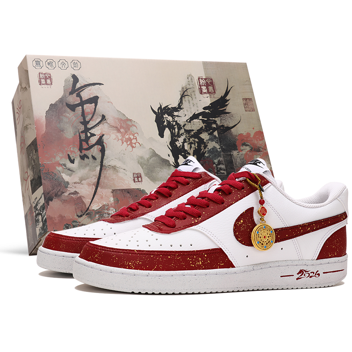 

Nike Court Vision 1 Abrasion Resistant Low top Skateboard Shoes мужские красные белые