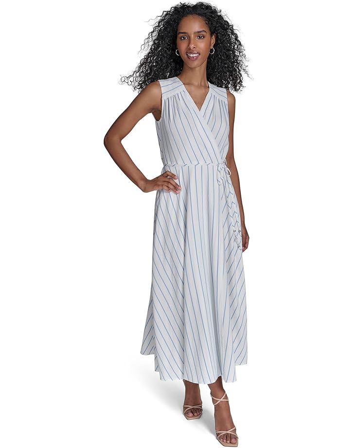 

Платье Calvin Klein Gauze Striped Faux Wrap, цвет Blue Multi