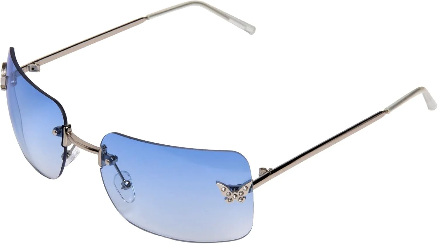 

Прямоугольные солнцезащитные очки Y2k для женщин, милые, без оправы, с прозрачными тонированными линзами, в стиле 2000-х, модные очки-бабочки Ehoomely, Gradient Blue