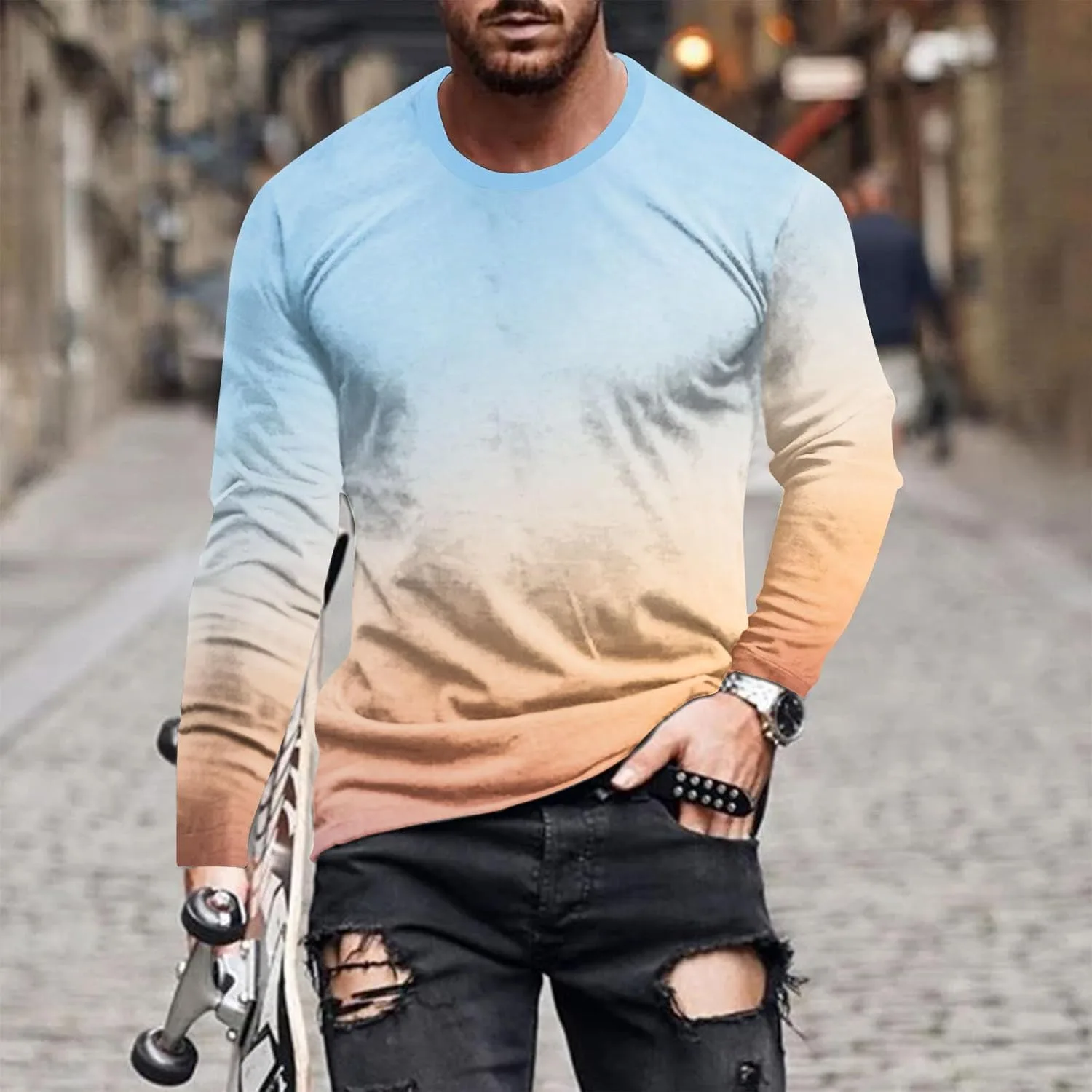 Мужская футболка с длинным рукавом Casual Fall Crewneck — фото 2