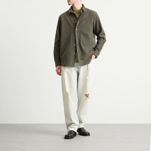 Рубашка Sarow с длинными рукавами из поплина в полоску Acne Studios, зеленый — фото 4