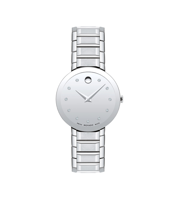 

Женские кварцевые часы Movado Sapphire 28 мм 0607547, серебряный