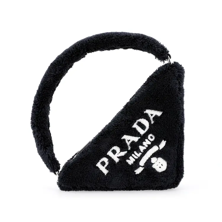 

PRADA Треугольная тканевая сумка Женская черная