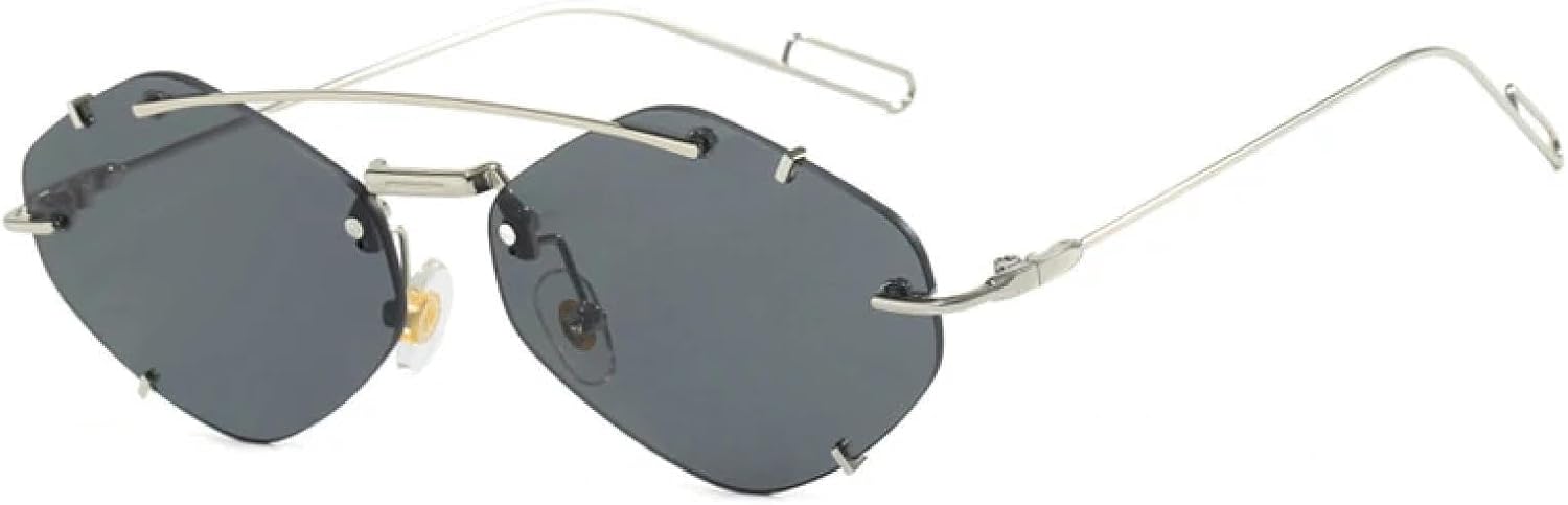 

Солнцезащитные очки с защитой от УФ-излучения UV400 | Без оправы, прозрачные линзы цвета океана | Для женщин и мужчин, для занятий спортом на открытом воздухе и вождения DSVIGF, Silver-black