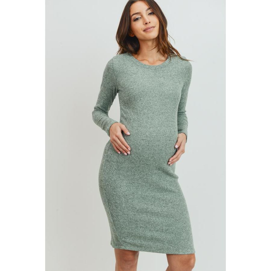 

Платье для беременных из ребристой вязки с длинными рукавами Hello Miz, Mint
