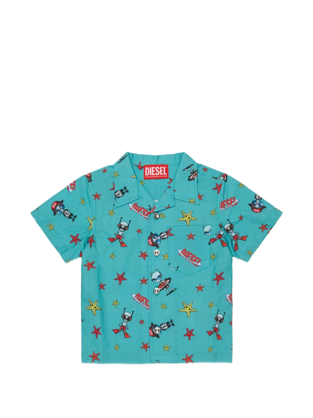

Рубашка с короткими рукавами и узором Diesel Kids, синий