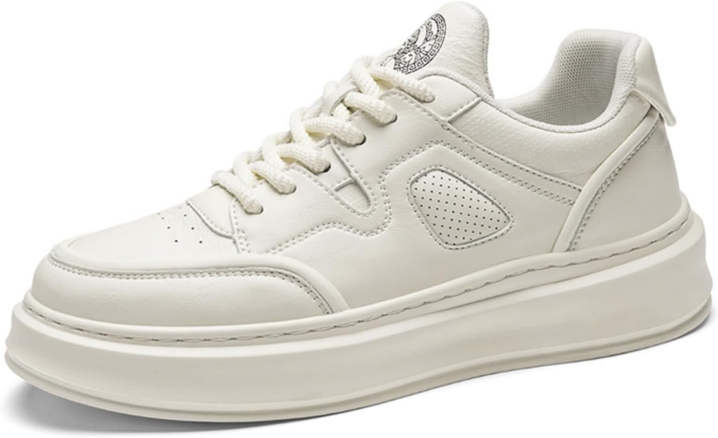 

Мужские модные кроссовки на платформе с шнуровкой, с круглым носком, низкие, противоскользящие, повседневные, массивные, для тренировок, спорта, тенниса, бега и ходьбы Boaobaihuo, белый