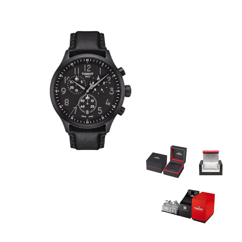 

TISSOT Часы Speed Run Series Quartz Movement Men's Watch 45mm Black Dial Stainless Steel Case Leather Strap, Black Dial