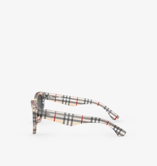 Солнцезащитные очки Be4432U в круглой оправе из ацетата в клетку Burberry, цвет multi-coloured — фото 3