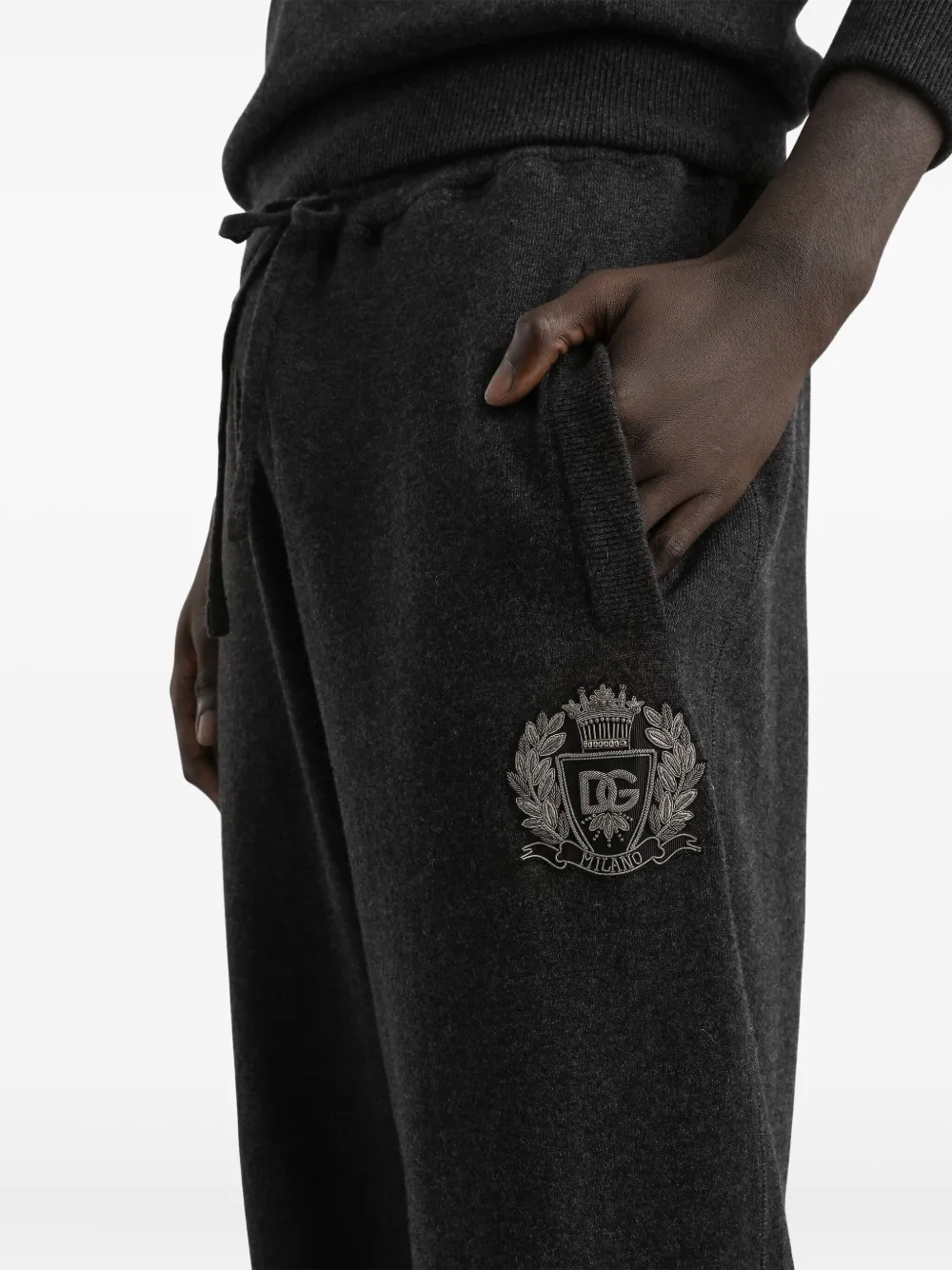 Спортивные брюки с кулиской и логотипом Dolce & Gabbana, серый — фото 4