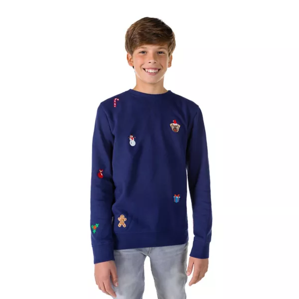 

Свитшот с рождественскими принтами для мальчиков 10-16 лет Opposuits, синий