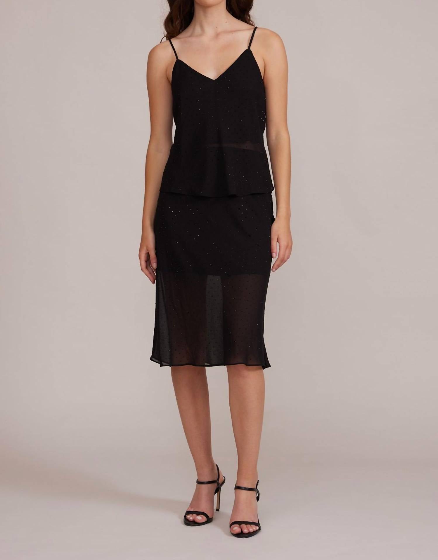 

Черный топ с пайетками без рукавов LUCY PARIS