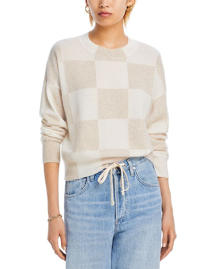 

Свитер из кашемира с начесом AQUA Cashmere Check Pattern, мультиколор