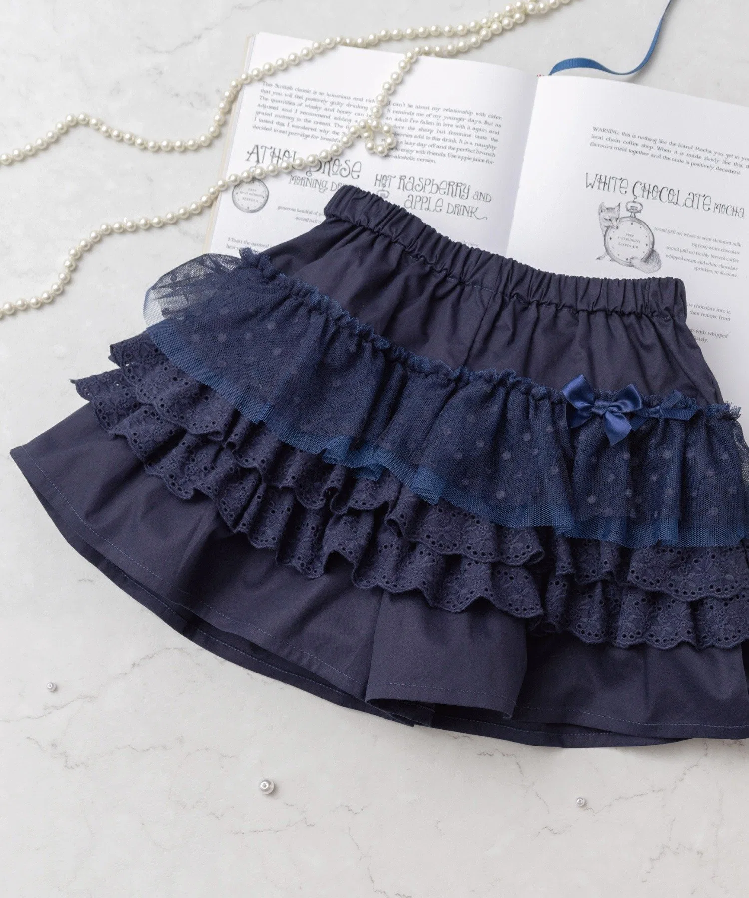 Брюки Кюлоты/Вечеринка с рюшами [Cinnamoroll/My Melody/Solid] Panpantutu, French Navy