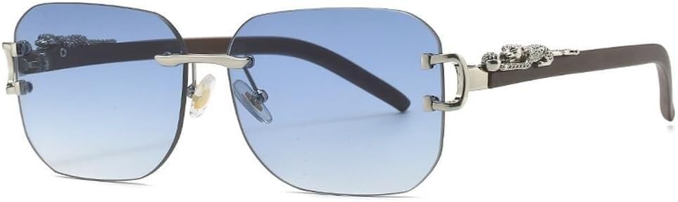 

Новые безободковые металлические солнцезащитные очки 2025 года для женщин и мужчин. Модные винтажные солнцезащитные очки класса люкс с защитой от УФ-излучения UV400 LXLHWN, Blue