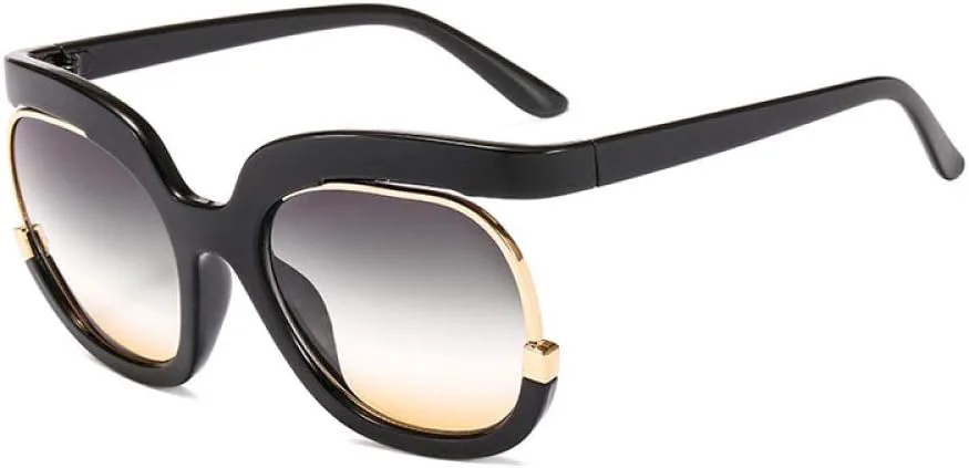 

Крупные солнцезащитные очки в полуободковой оправе для женщин, роскошные черные солнцезащитные очки с защитой от УФ-излучения UV400 WNCKSQ, C2 Black-green