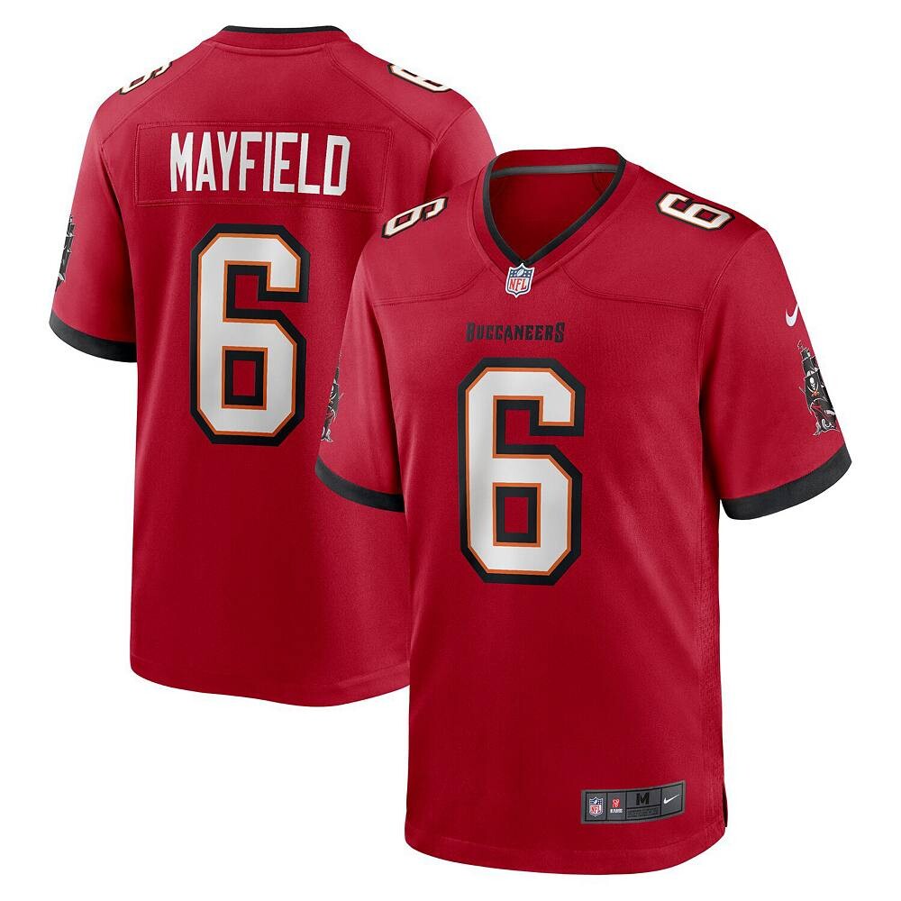 

Мужское джерси Nike Baker Mayfield Red Tampa Bay Buccaneers Team Game, цвет Buc Red
