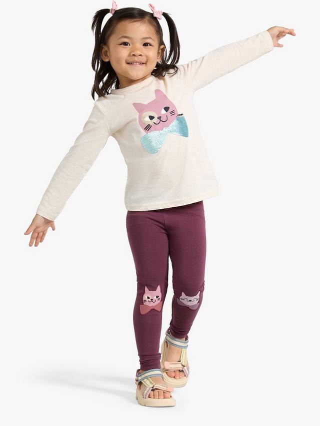 

Детские леггинсы с кошачьей нашивкой на коленях Lindex, цвет Dark Dusty Lilac