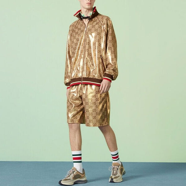 Куртка gg technical jersey zip jacket 'gold' Gucci, золотой — фото 2
