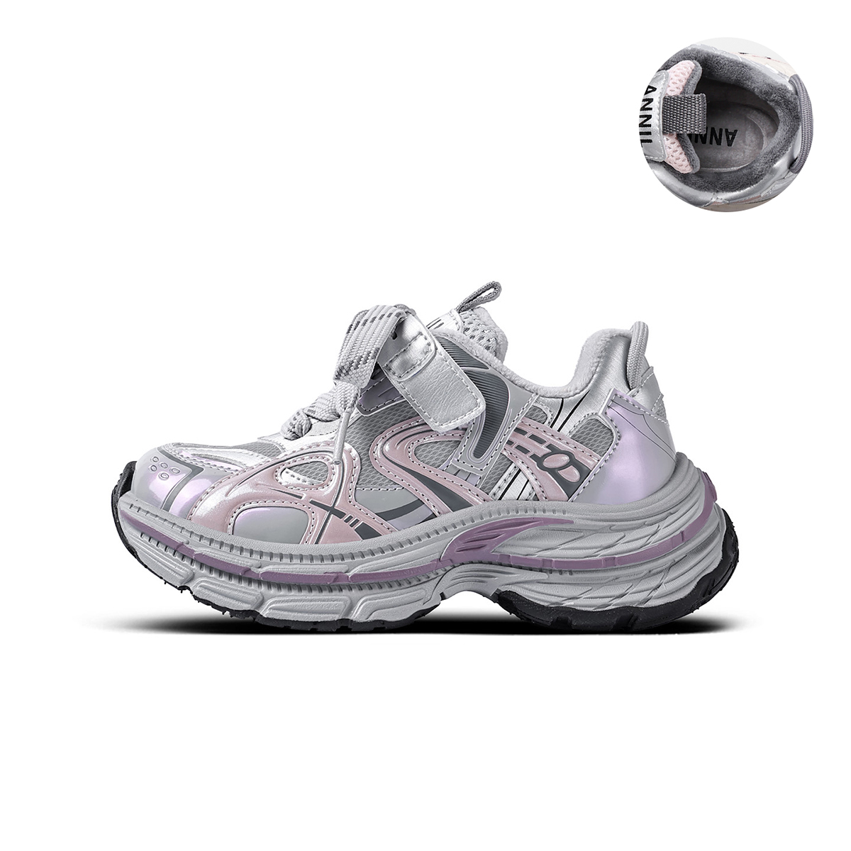 Детские низкие непромокаемые походные кроссовки Slip Resistant, Abrasion Resistant, Waterproof Annil, a розовый[5681 fleece-lined][, consider 1 size up] — фото 3