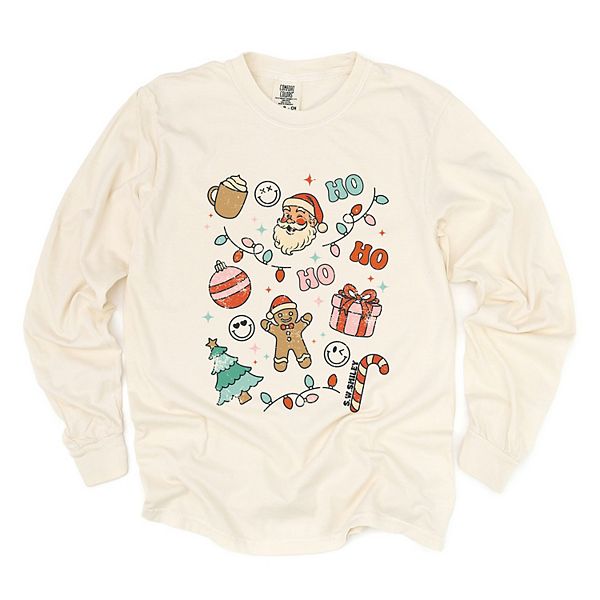 

SWSmiley christmas collage sparkle - женская длинная футболка с эффектом поношенности Simply Sage Market, Ivory