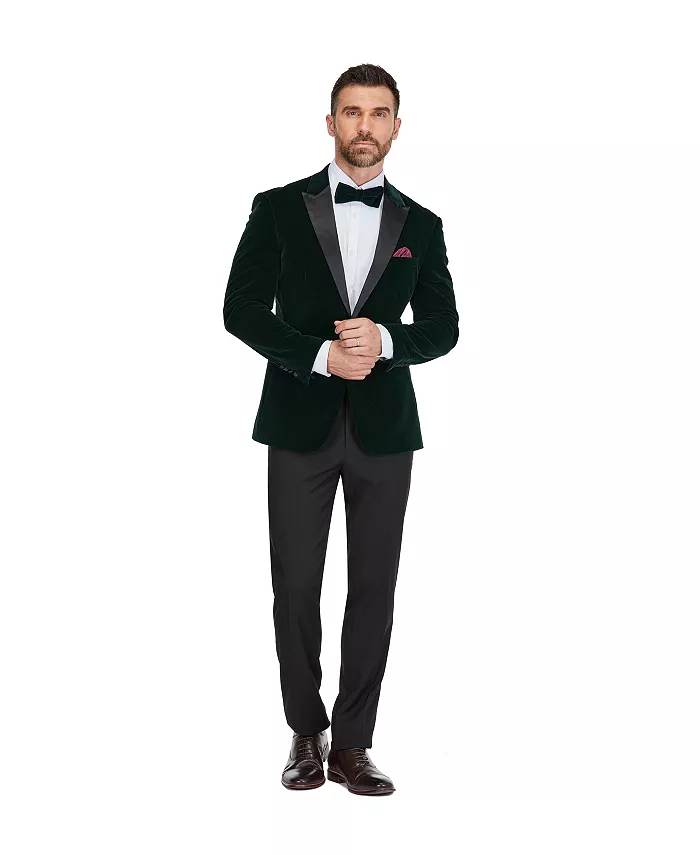 

Мужской двубортный смокинг из вельвета "Бердсай" Slim-Fit, 2 предмета Gino Vitale, зеленый