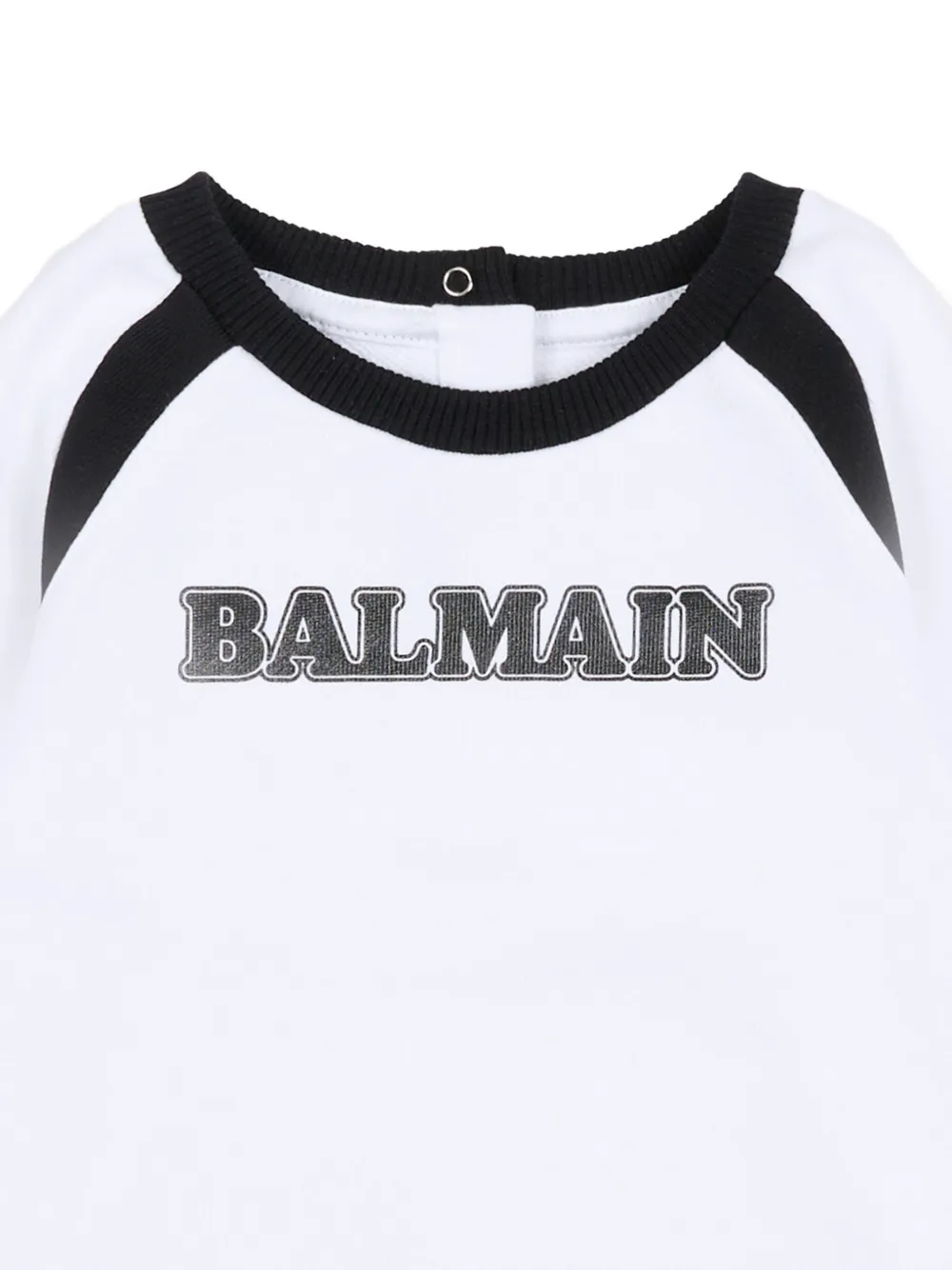 Свитшот с круглым вырезом и рукавами реглан Balmain Kids, белый — фото 3