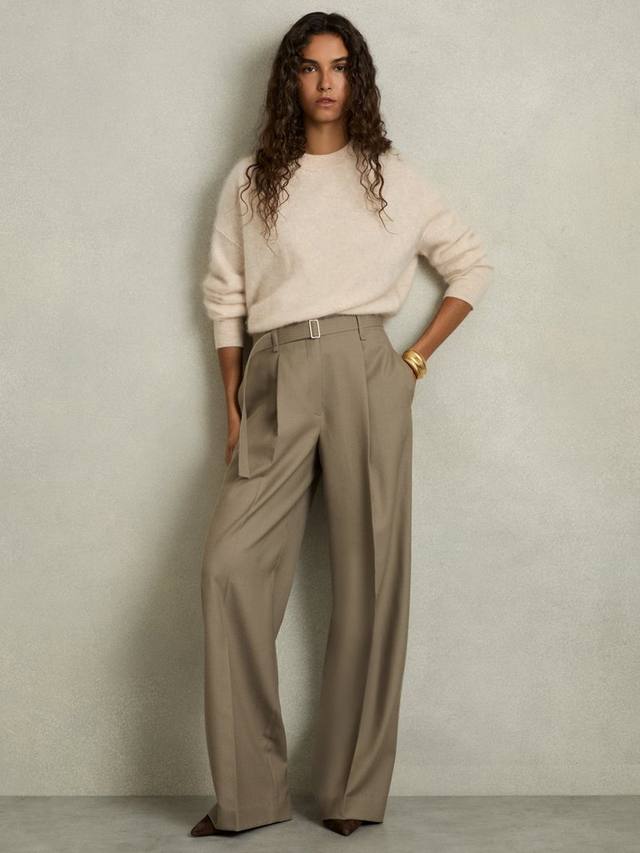 

Брюки из чистой шерсти с поясом от клары Reiss, цвет Neutral