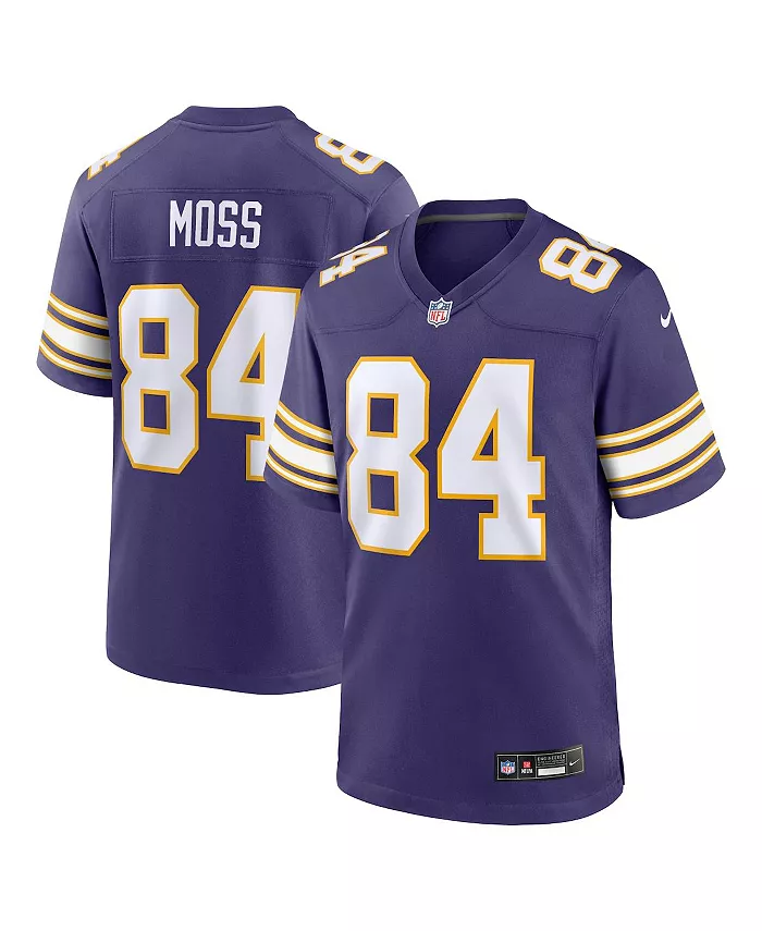 

Мужская фиолетовая игровая футболка Minnesota Vikings с именем Randy Moss, классическая модель для вышедшего на пенсию игрока Nike