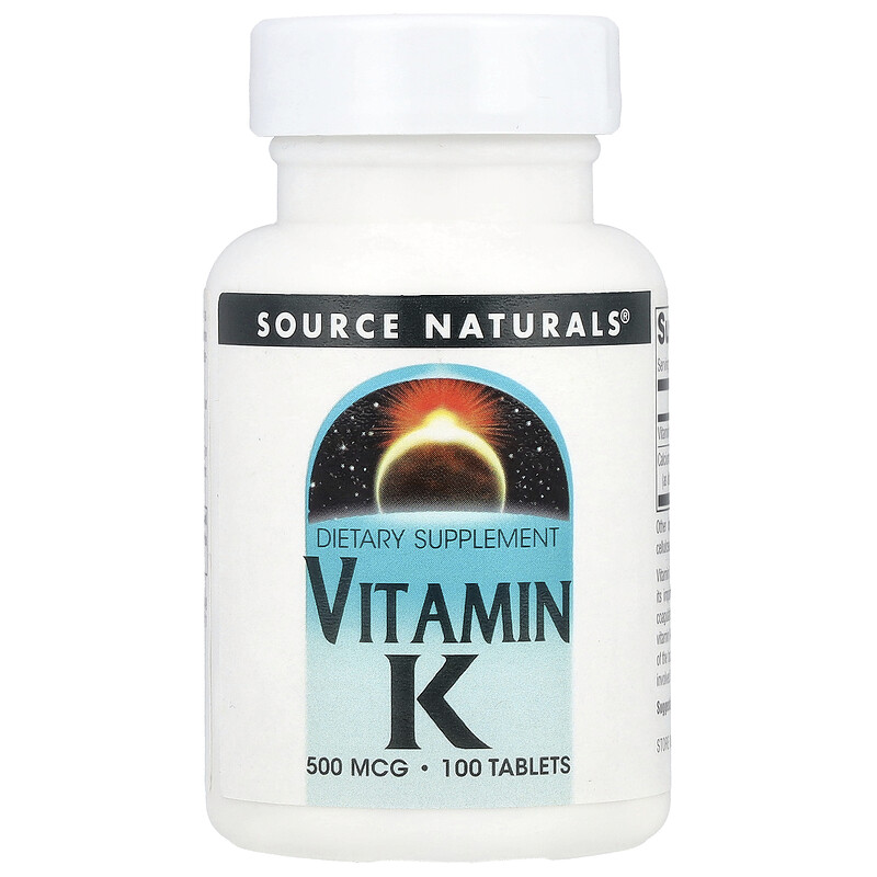 

Source Naturals, Витамин К, 500 мкг, 100 таблеток