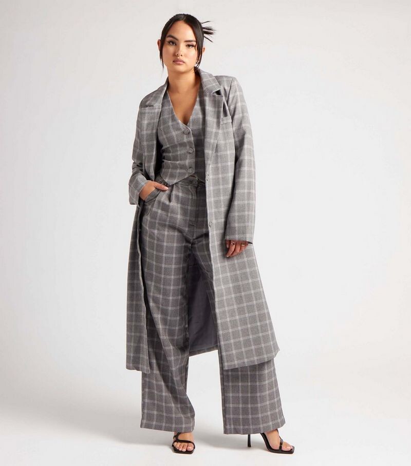 

Серое длинное пальто в клетку Urban Bliss Duster Urban Bliss, серый