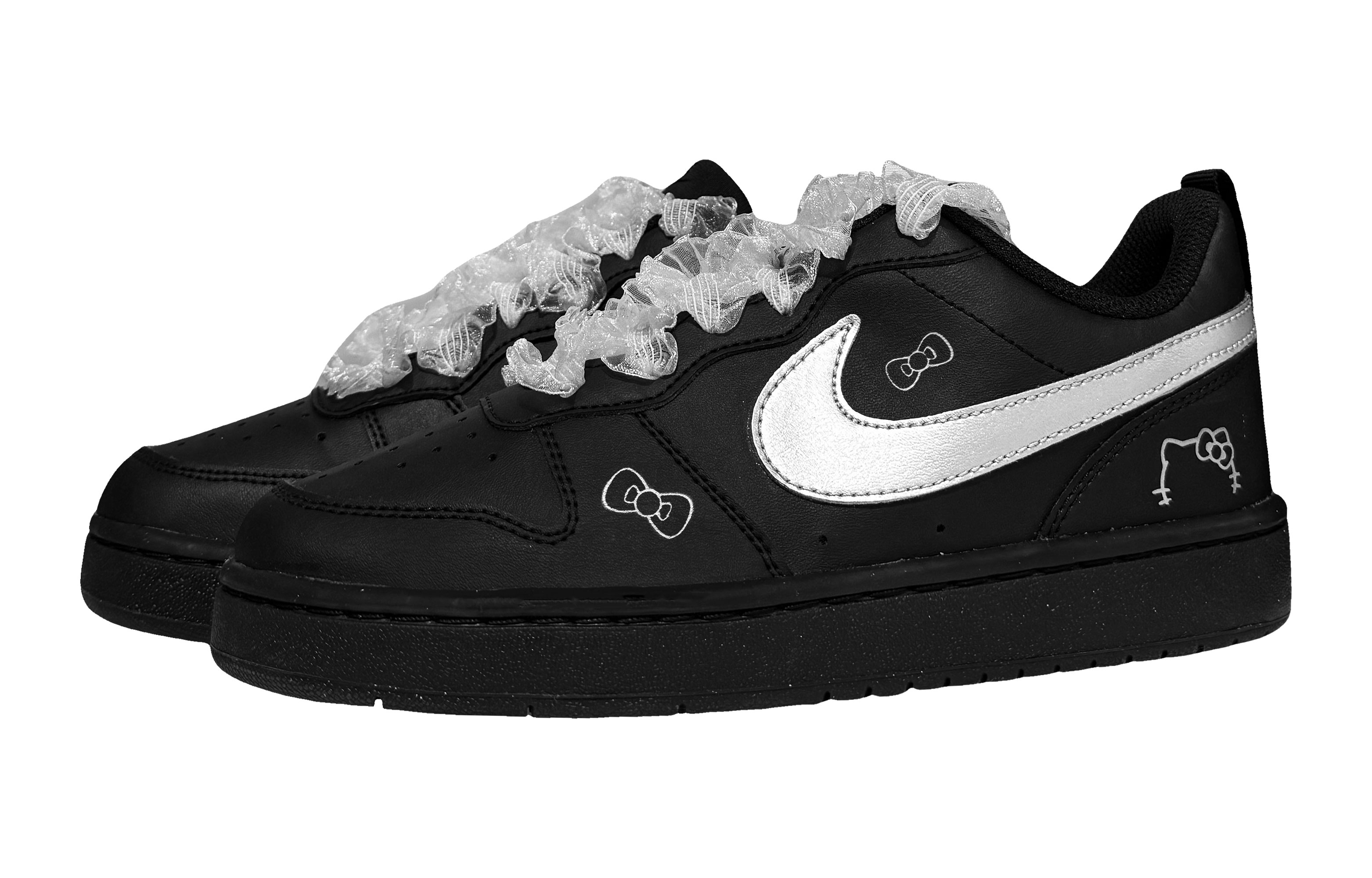 Кроссовки Court Borough Gothic Kitten с низким верхом для скейтбординга для детей и подростков Nike, черный — фото 3