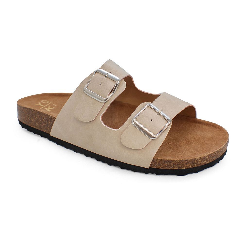 Женские шлепанцы с двойной пряжкой Yoki Gian 91, цвет Taupe