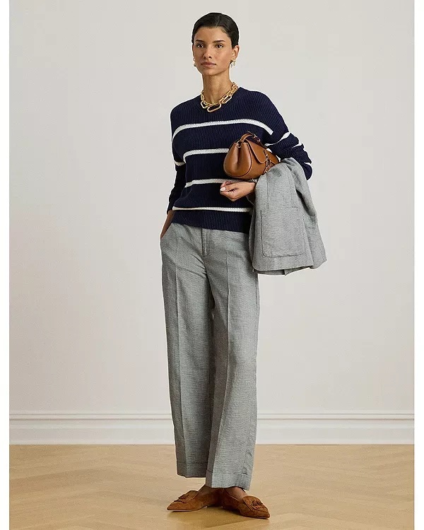 Укороченные брюки с плетением «корзинка» Ralph Lauren, Navy/White — фото 2