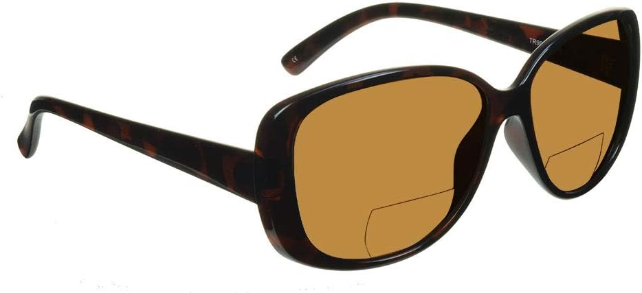 

Женские поляризованные бифокальные солнцезащитные очки для чтения proSPORT в жестком футляре, черепахово-коричневый цвет, увеличенный размер, модель Jackie 2.25, Brown Lens With Hard Case