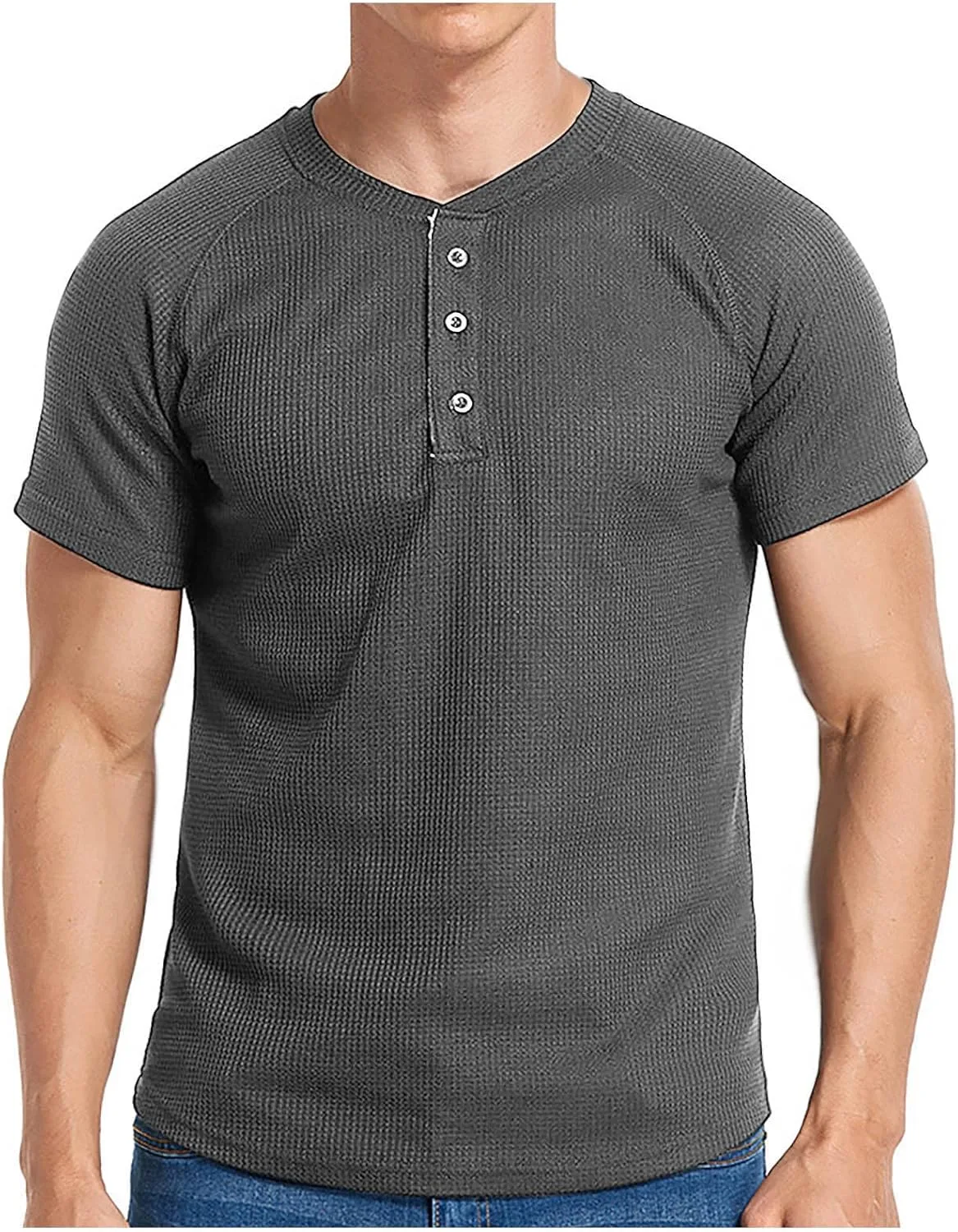 

Мужская футболка хенли с коротким рукавом