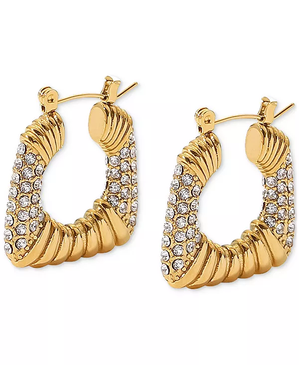 

Маленькие квадратные текстурированные серьги-кольца с 18-каратным золотым покрытием Heymaeve, gold