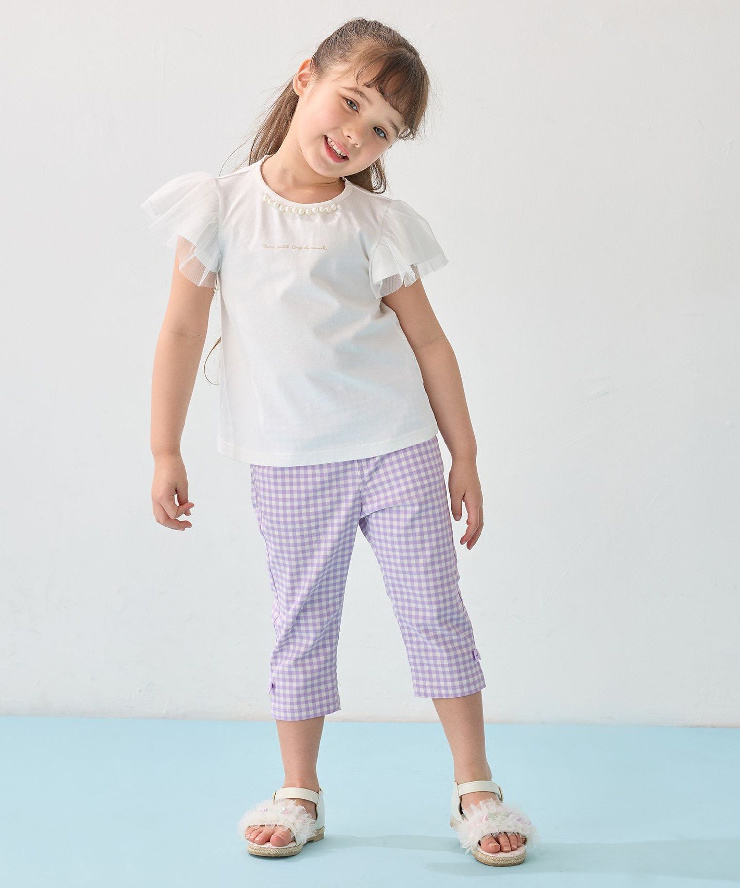 Прохладная и освежающая жемчужная футболка Any Kids, Off-white [001] — фото 3