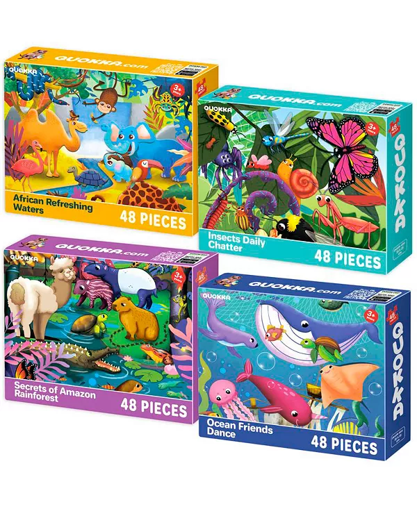 

Пазлы 4X48 шт., развивающая игрушка для дошкольников 4-6 лет Quokka, animals